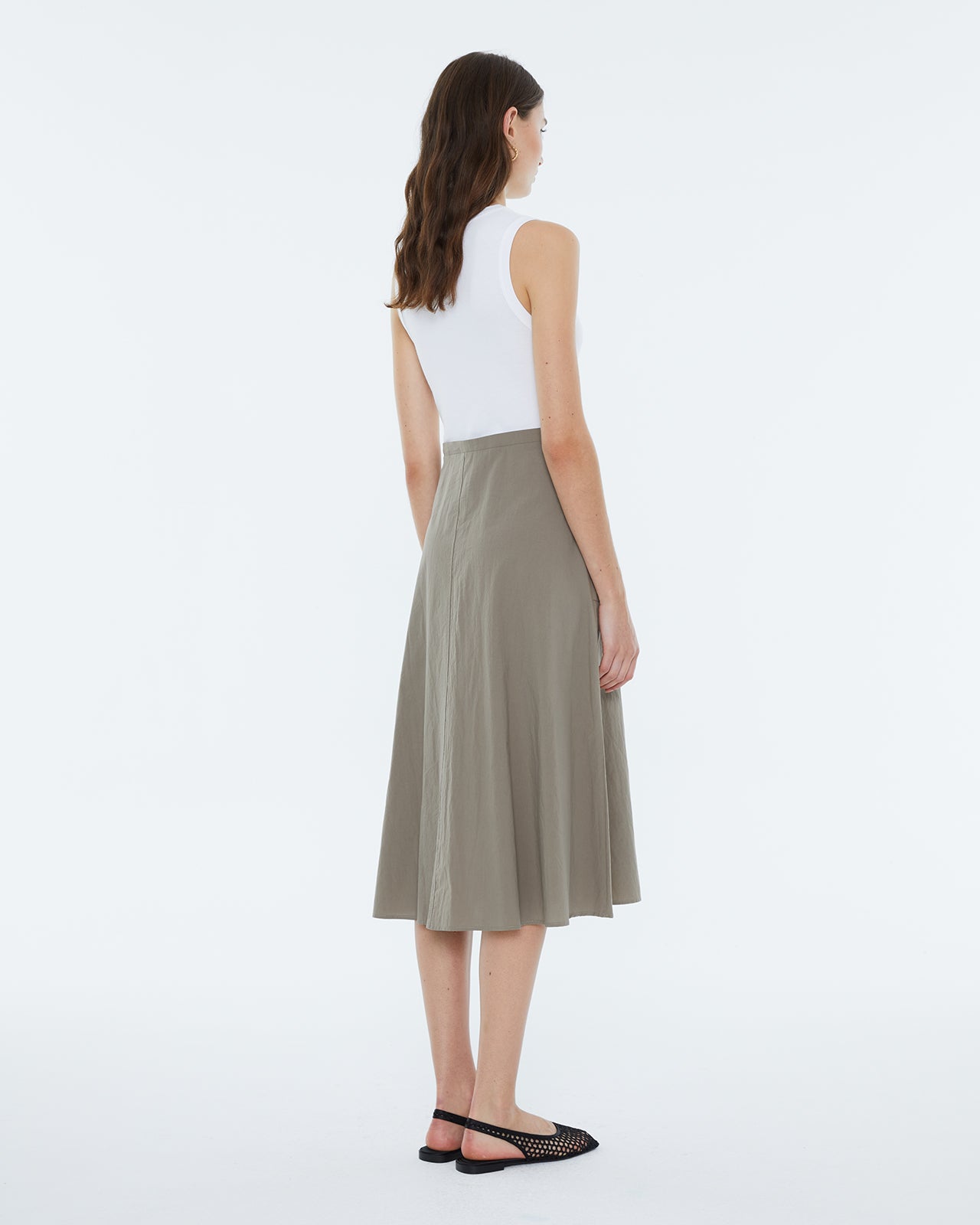 Andam Sleeveless white and khaki cotton dress