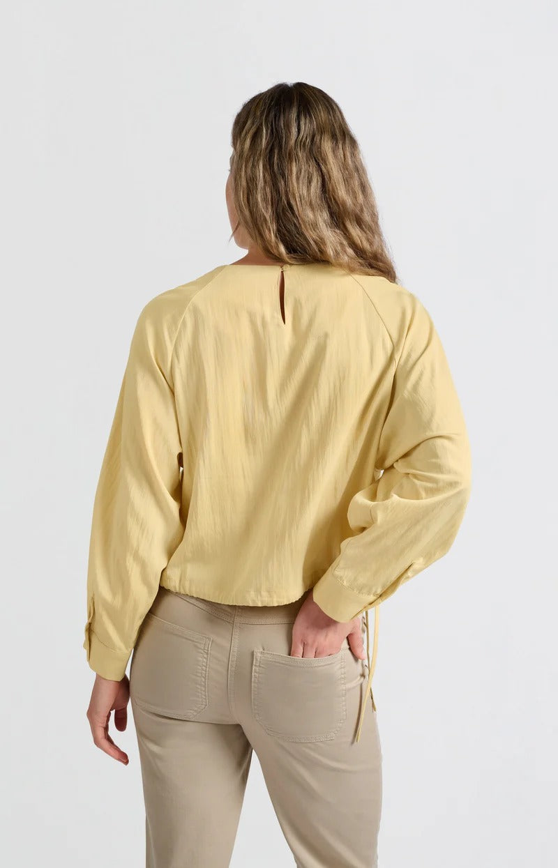 YAYA Long Sleeve Top With Drawcord - Moonstone Yellow
