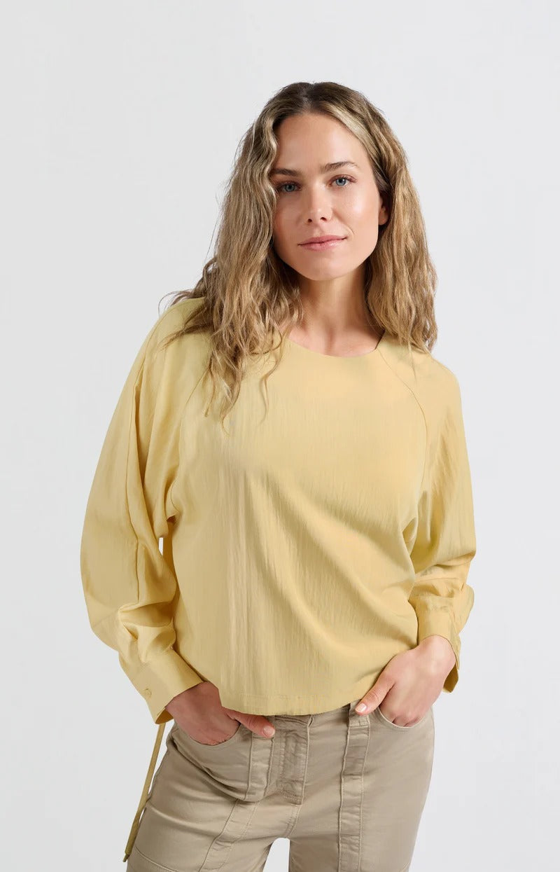 YAYA Long Sleeve Top With Drawcord - Moonstone Yellow