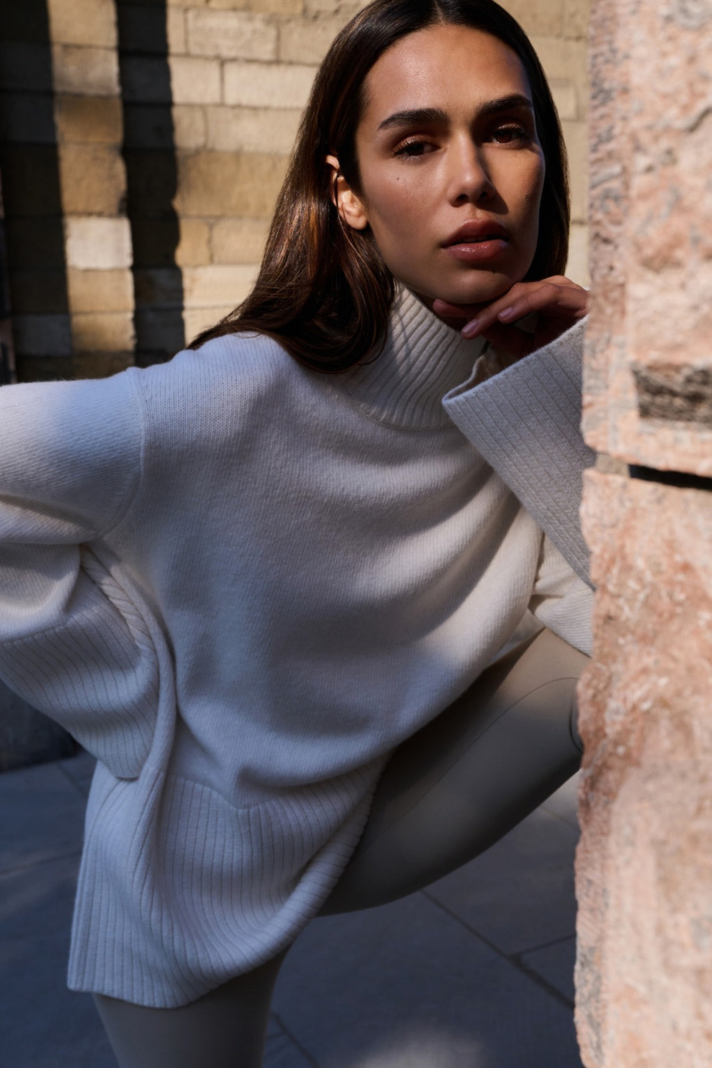YAYA High Neckline Sweater Ls Snowfall White 10002