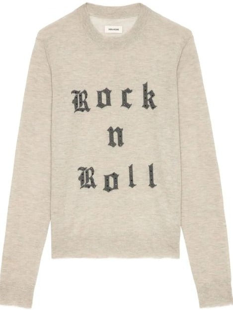 Zadig & Voltaire Rock n Roll Destressed Jumper - Light Beige