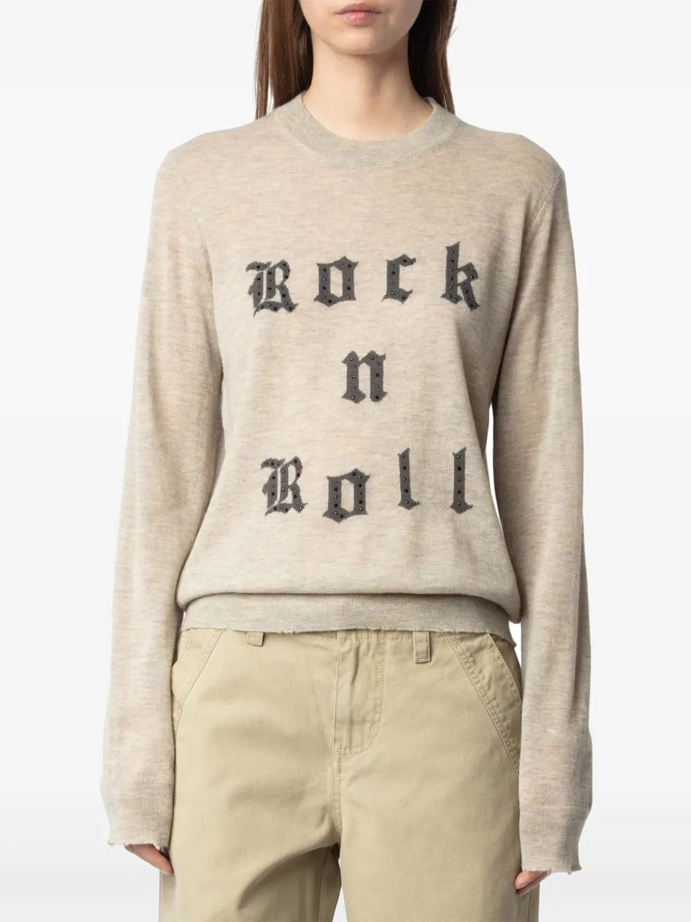 Zadig & Voltaire Rock n Roll Destressed Jumper - Light Beige