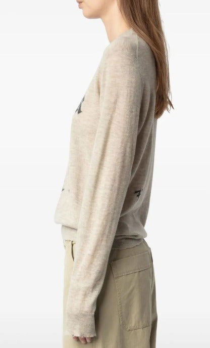 Zadig & Voltaire Rock n Roll Destressed Jumper - Light Beige