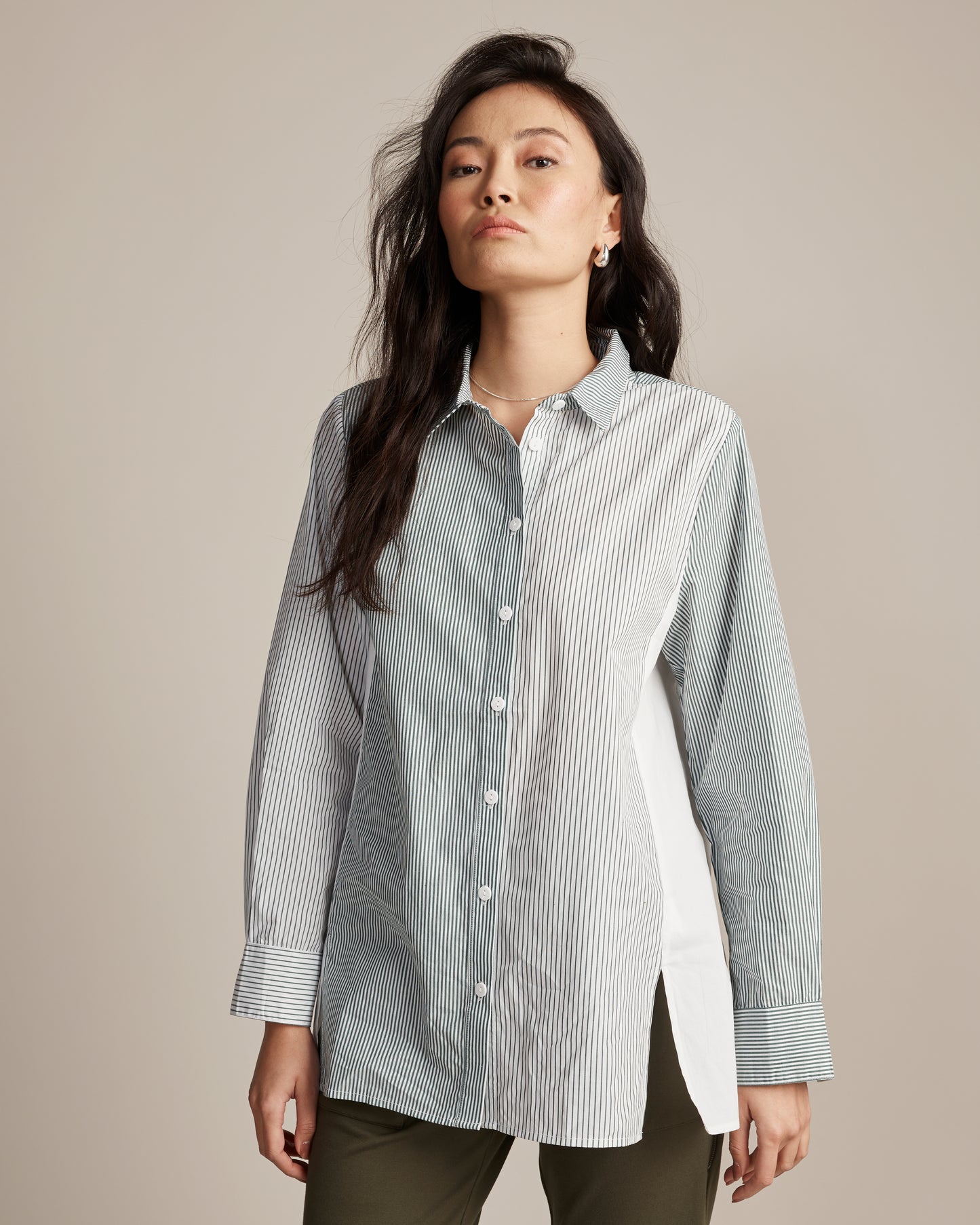 Sirocco Khaki & White Button Up