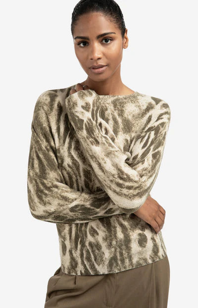 YAYA Pale Khaki Beige Dessin Sweater