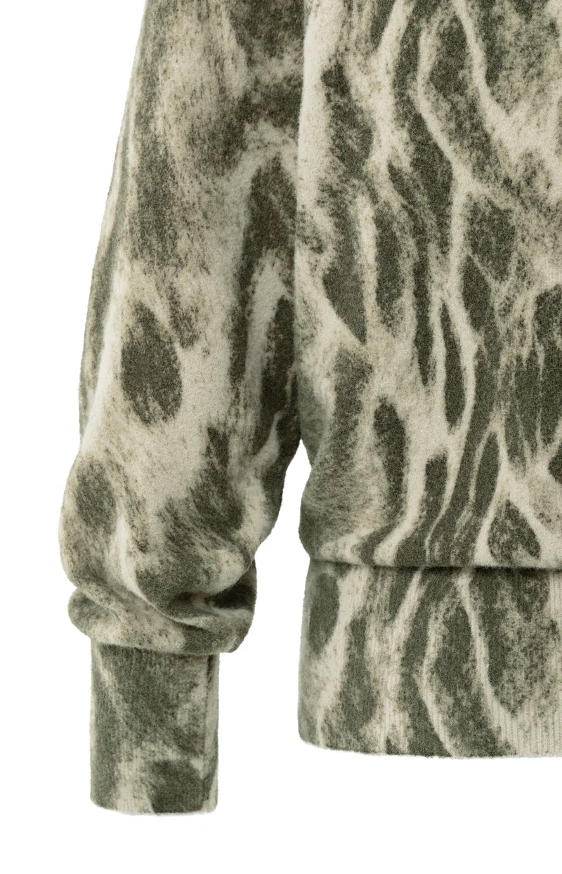 YAYA Pale Khaki Beige Dessin Sweater