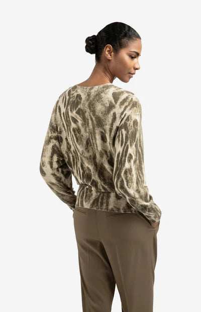 YAYA Pale Khaki Beige Dessin Sweater