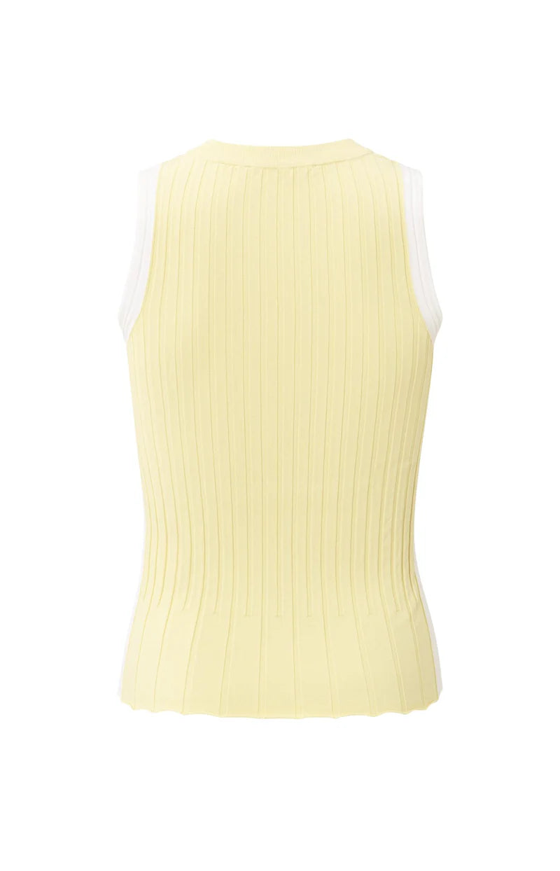 YAYA Ribbed Tank Top with Contrasting Detail