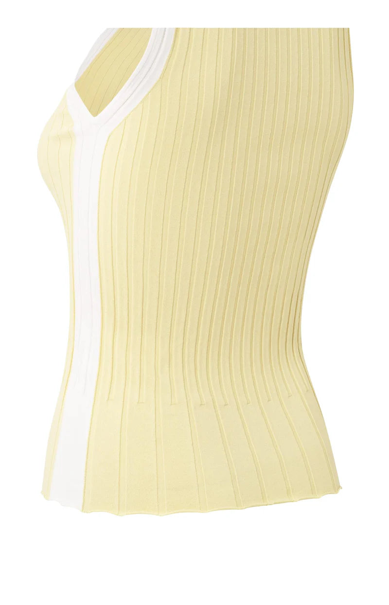 YAYA Ribbed Tank Top with Contrasting Detail