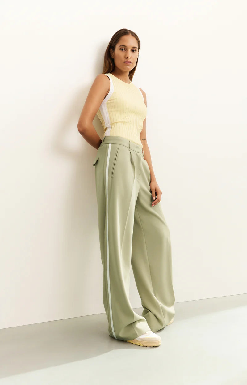YAYA Ribbed Tank Top with Contrasting Detail